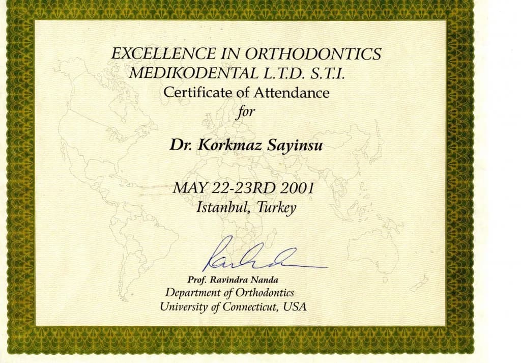 Prof. Dr. Korkmaz Sayınsu'nun katıldığı eğitim ve kongre belgesi