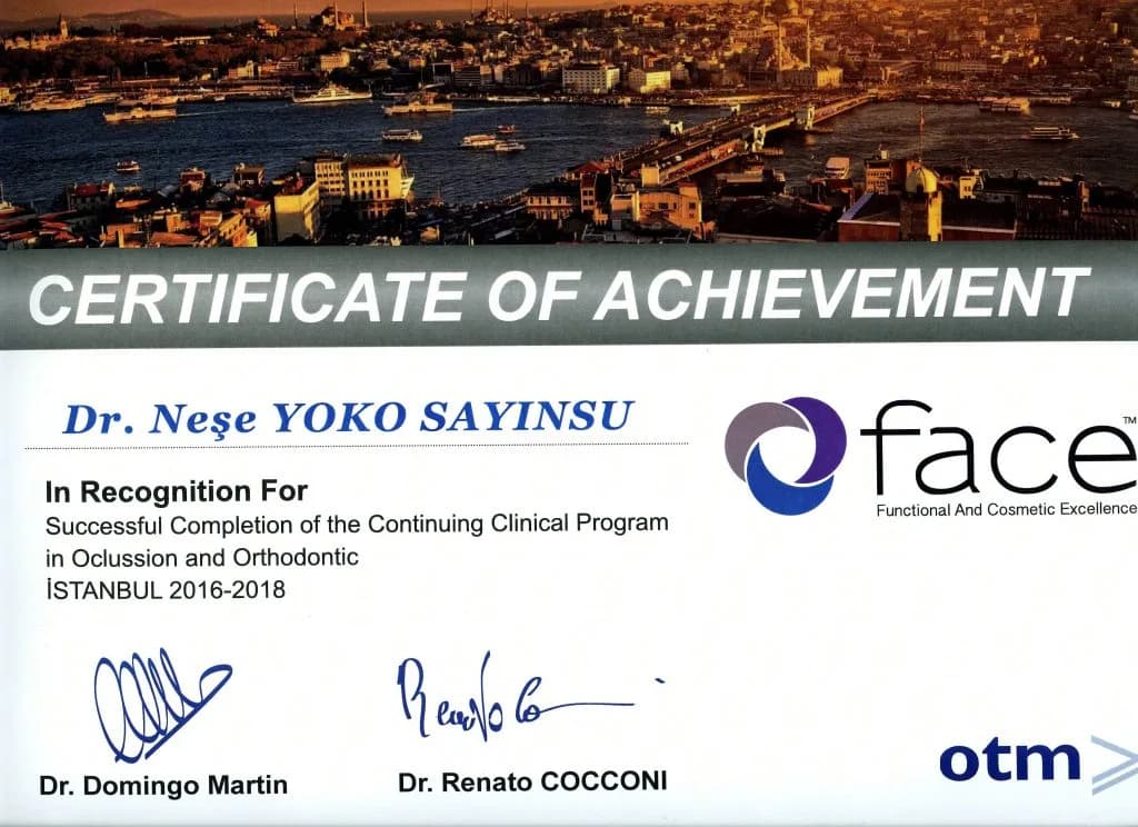 Yrd. Doç. Dr. Neşe Yoko Sayınsu'nun katıldığı eğitim ve kongre belgesi
