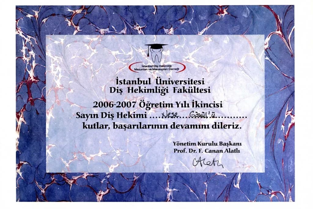 Yrd. Doç. Dr. Neşe Yoko Sayınsu'nun katıldığı eğitim ve kongre belgesi